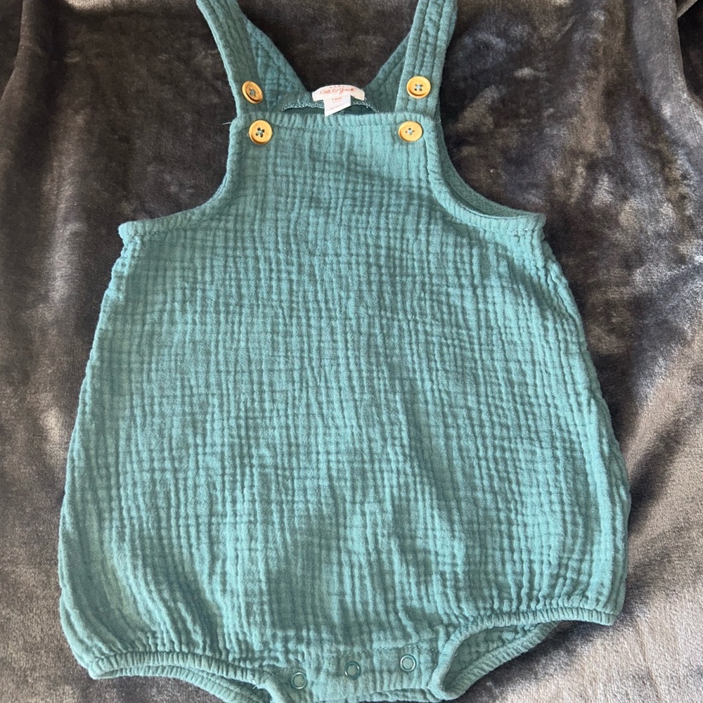 Cat & Jack Teal One Piece with Yellow Buttons